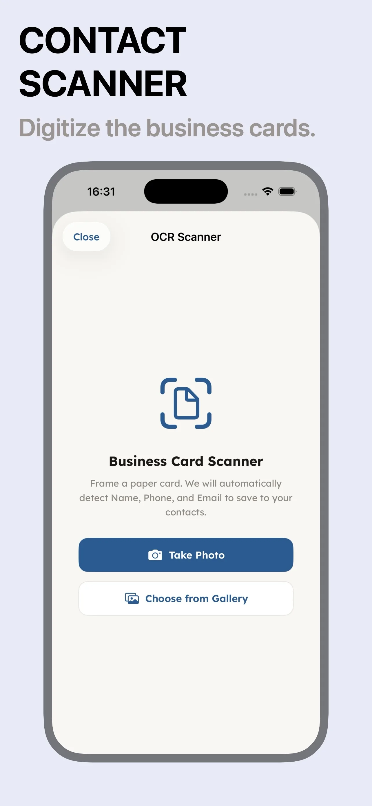 Business card OCR scanner