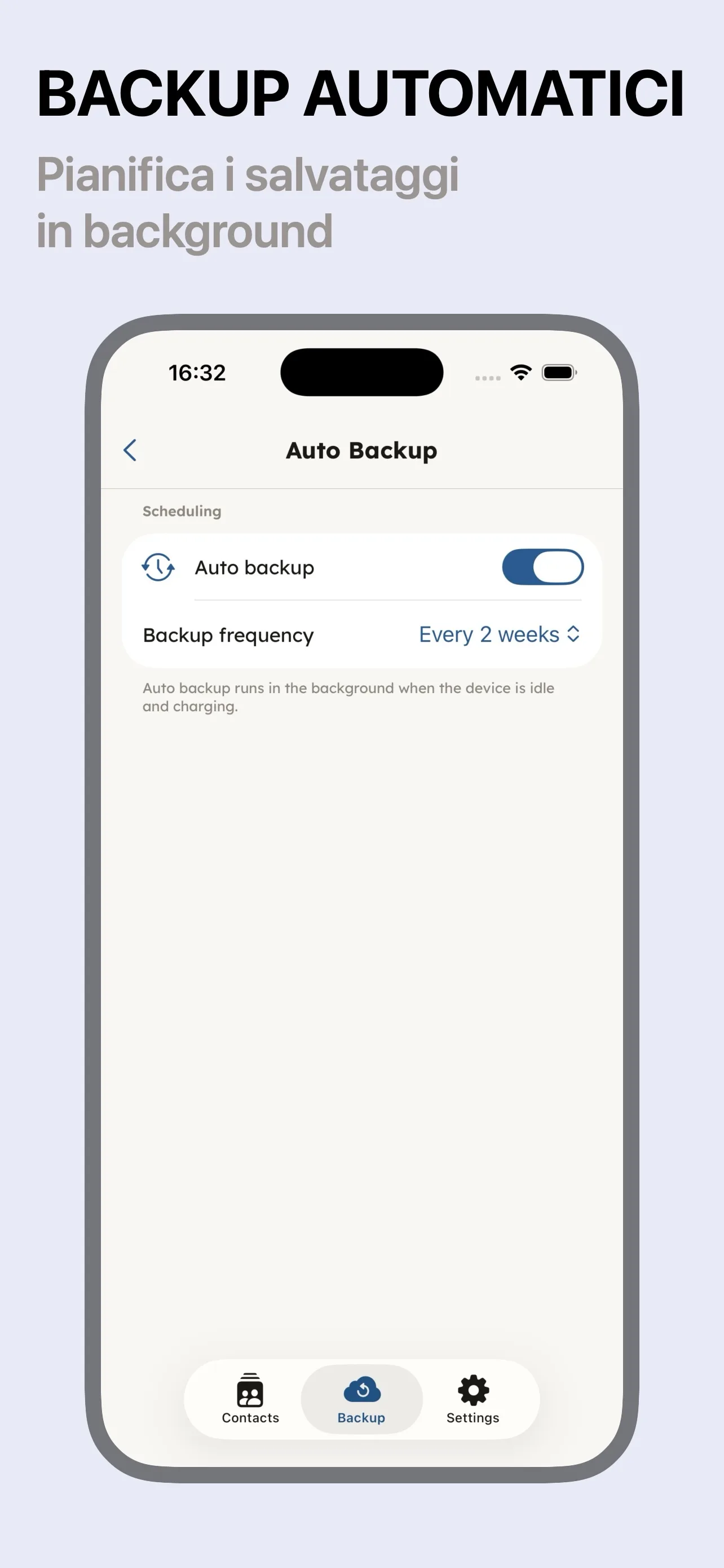 Schedulazione del backup automatico