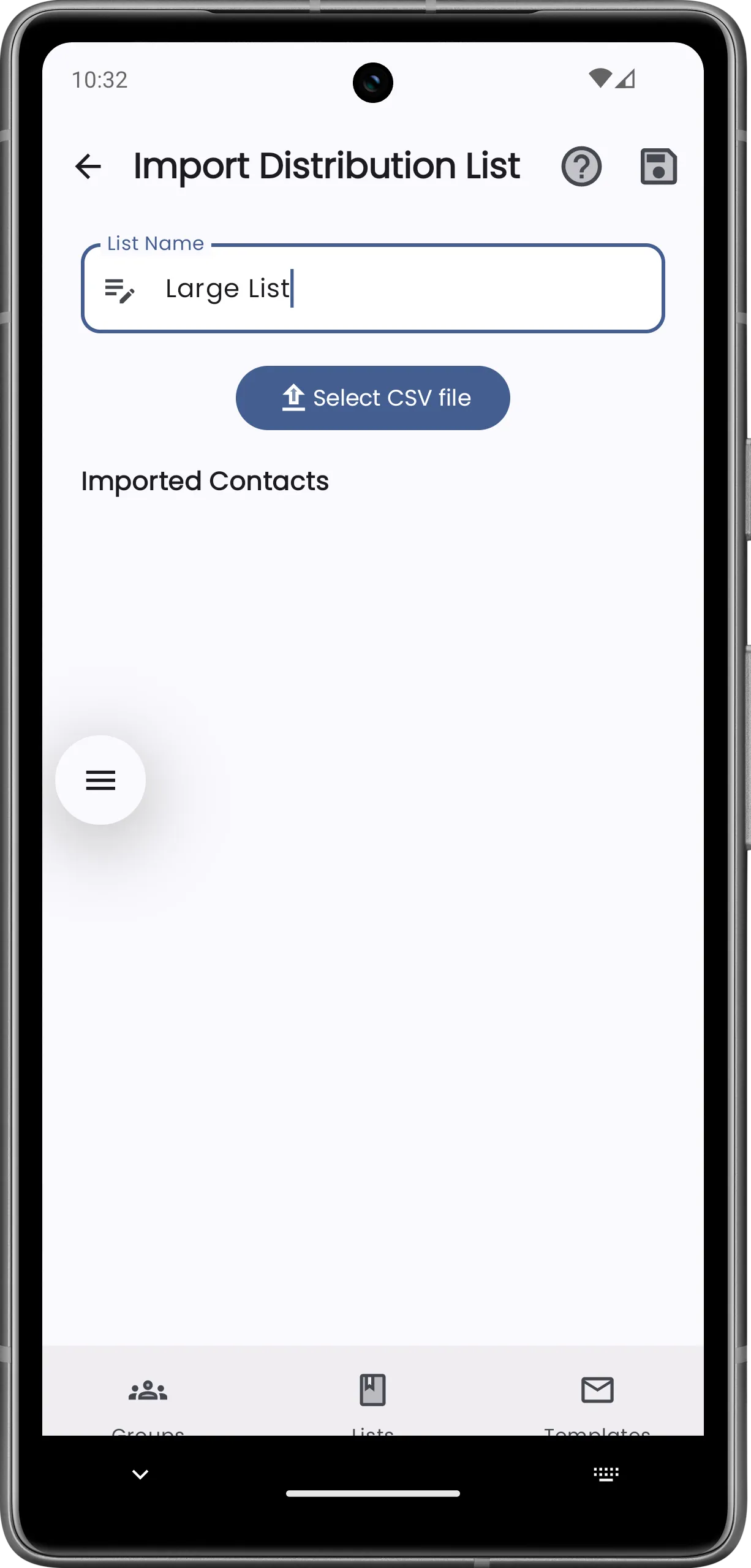 SMS Gruppi Light import CSV