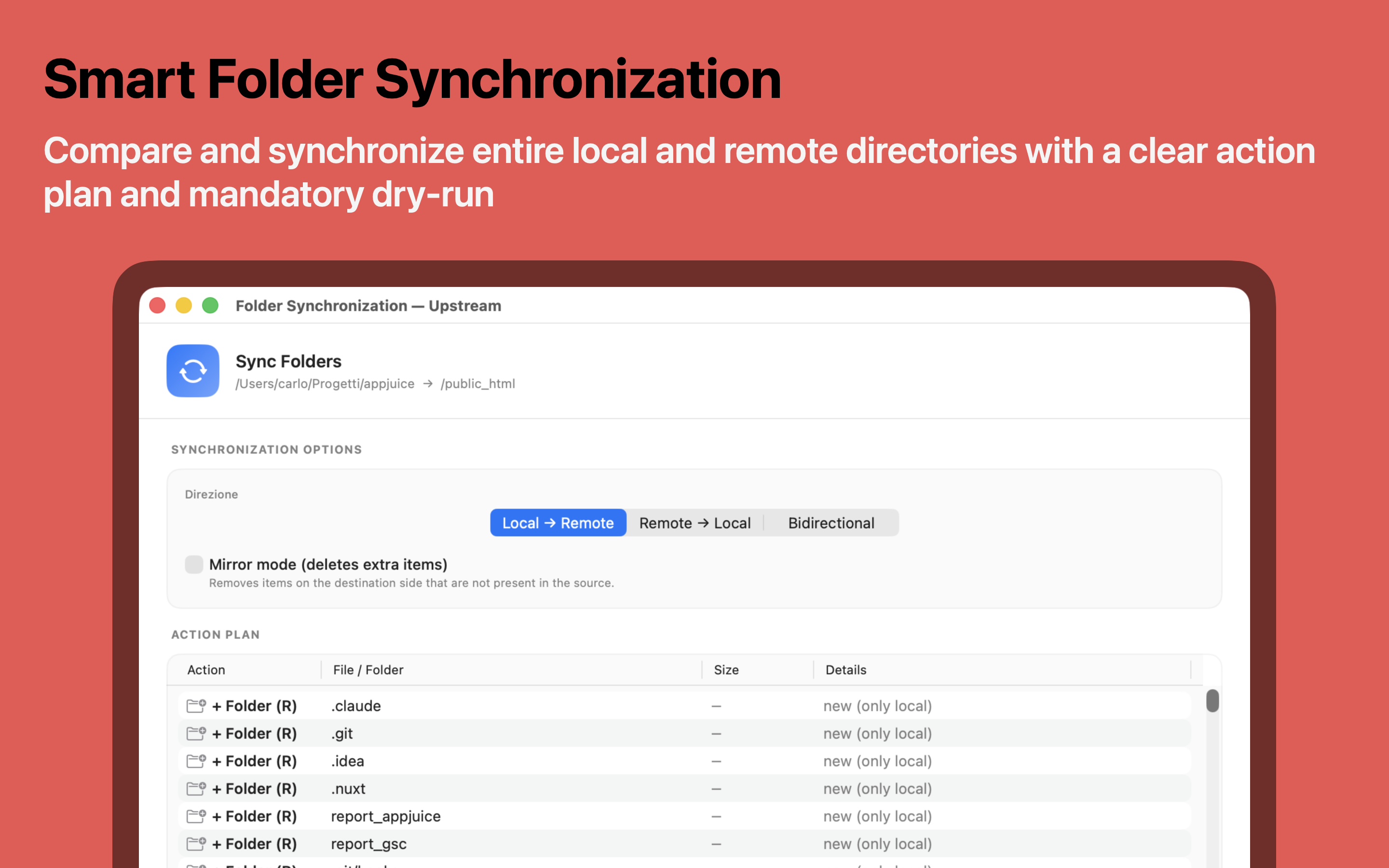 Upstream folder synchronization