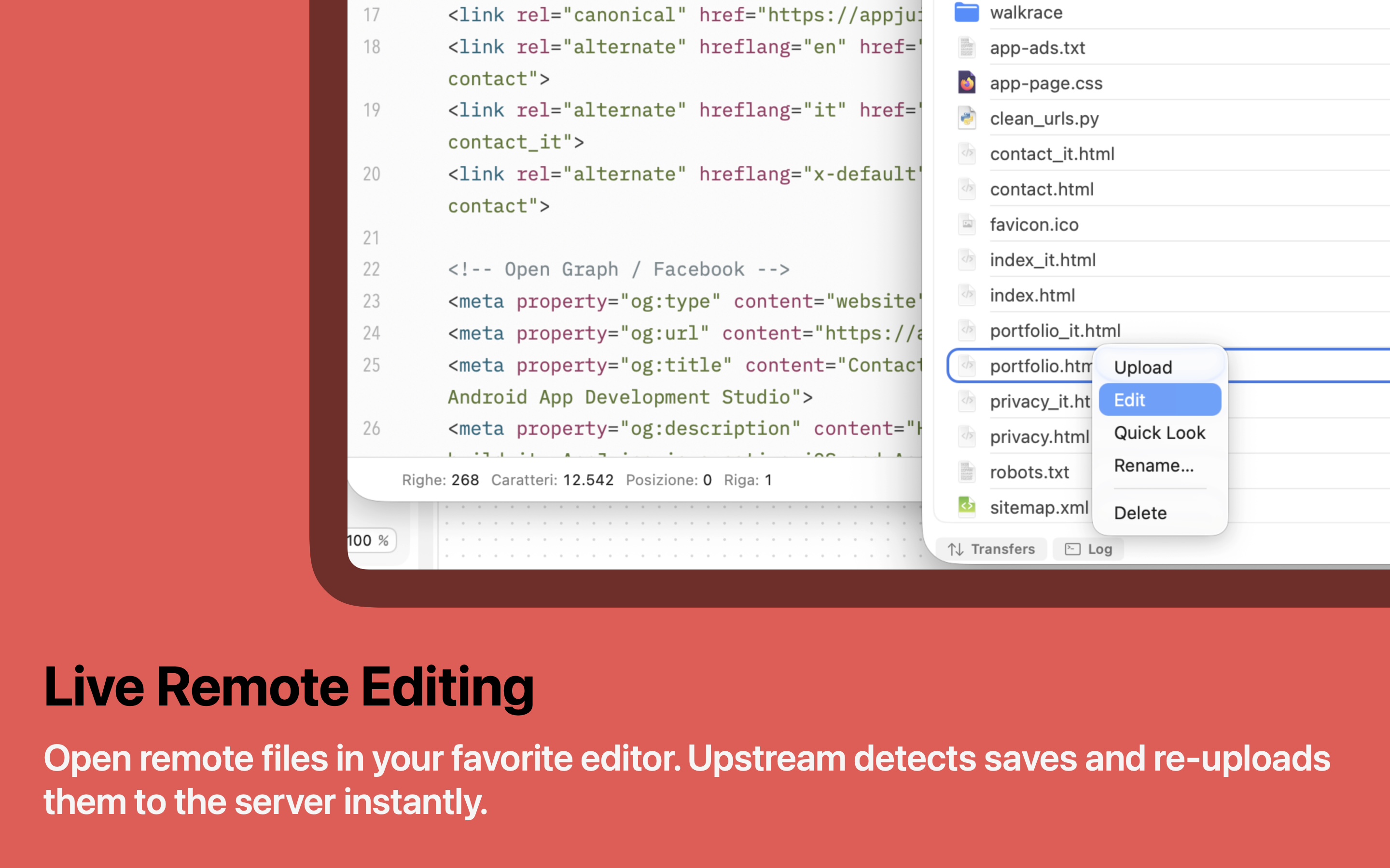 Upstream live remote editing